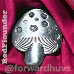 Charming Mushroom Silver Tone Brooch: A Treasure with Time-Worn Character